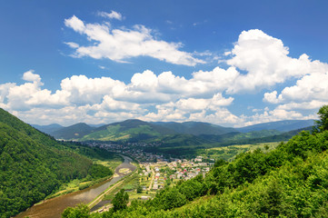 Fototapeta premium Mountain valley on a background of the river