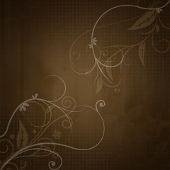 Floral grunge brown and gold gradient background 