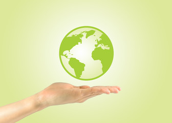 Planet earth in the hand of man