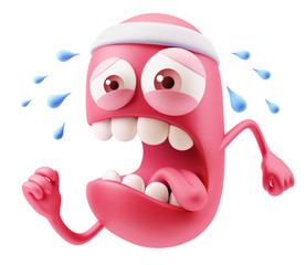 Obraz premium GYM Emoticon Face. 3d Rendering.