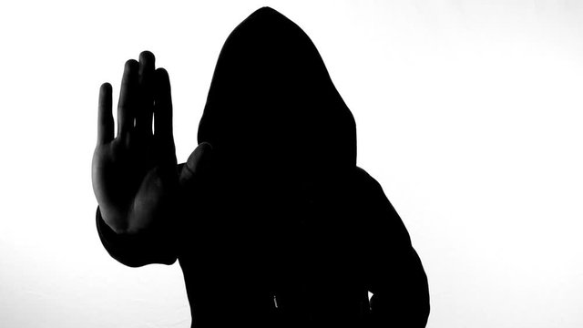 anonymous hacker showing stop hand 4k
