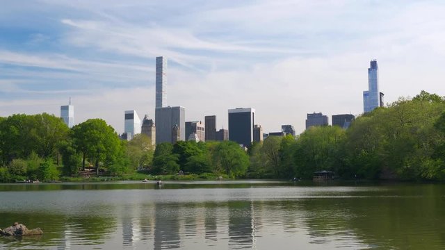 Peaceful Manhattan Cityscape in Central Park, New York