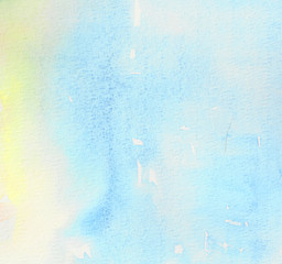 Blue sky watercolor background. Artistic summer sky watercolor illustration.
