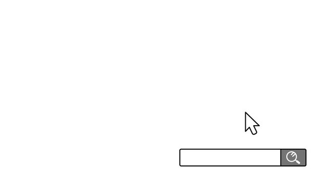 インターネット・web　ワード検索・クリックのアニメーション　白背景　グレー