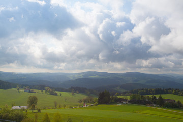 Fototapeta na wymiar Dramatic landscape before rain in Austria