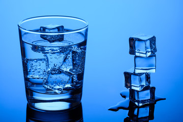 Ice cubes in water