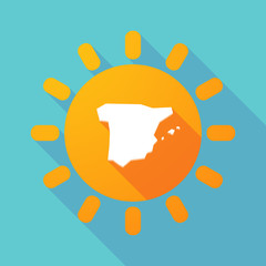 Long shadow sun with  the map of  Spain