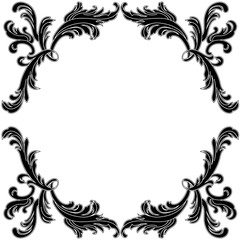 Vintage baroque frame scroll ornament engraving border floral retro pattern antique style acanthus foliage swirl decorative design element filigree calligraphy vector | damask - stock vector