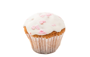 Cake in white glaze isolated