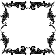 Vintage baroque frame scroll ornament engraving border floral retro pattern antique style acanthus foliage swirl decorative design element filigree calligraphy vector | damask - stock vector