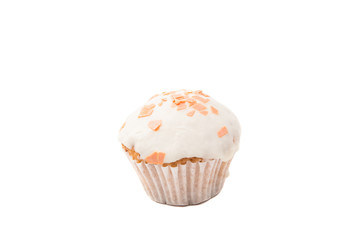 Cake in white glaze isolated