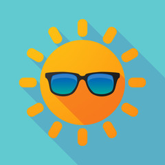 Long shadow sun with  a sunglasses icon