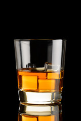 Whisky with ice cubes