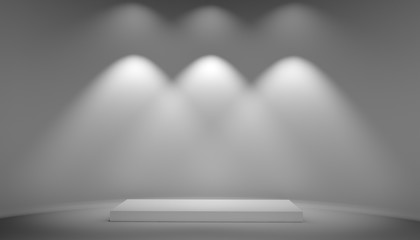 White podium on grey background