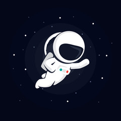 astronaut in space among the stars on a dark background. vector illustration with starry background