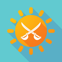 Long shadow sun with  two swords crossed