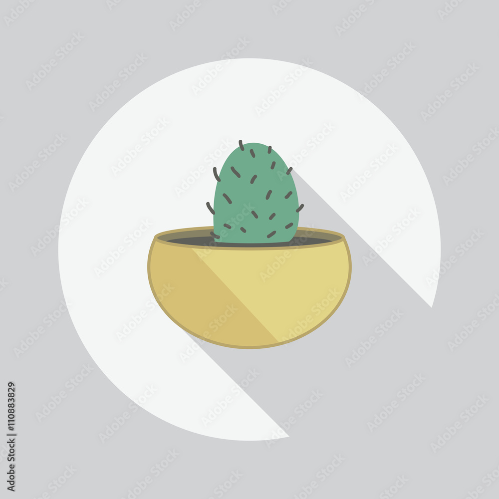 Wall mural Icon flower. Cactus pot vector illustration of isolated backgrou