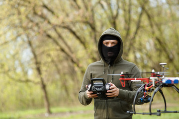Man flying with the drone
