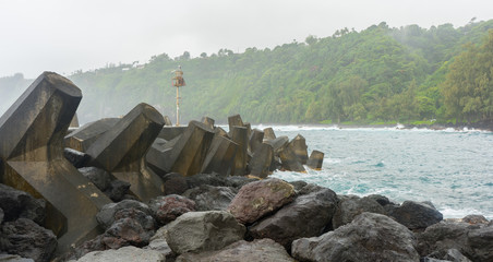 Fototapeta premium Tetrapod barrier at Laupahoehoe point