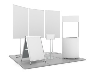 Blank trade show booth mock up. 3D rendering