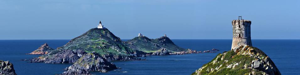 Panoramic View at Archipelago Sanguinaires and Parata tower