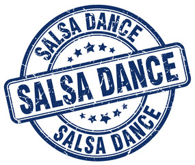 salsa dance blue grunge round vintage rubber stamp