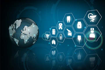 globe health care medical and science icon concept