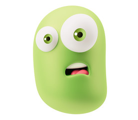 Surprised Emoticon Character Expression. 3d Rendering.