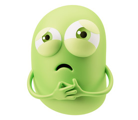 Sick Emoticon Face. 3d Rendering.