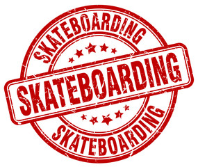 skateboarding red grunge round vintage rubber stamp