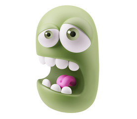 Sick Emoticon Face. 3d Rendering.