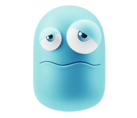 Sick Emoticon Face. 3d Rendering.