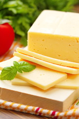 Cheese with basil and vegetables