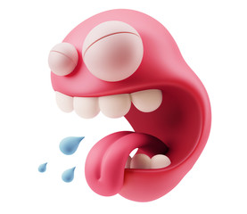 Disgust Emoticon Face. 3d Rendering.