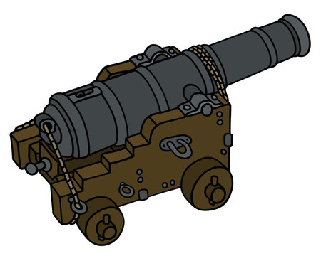 Historic naval cannon / Hand drawing, vector illustration