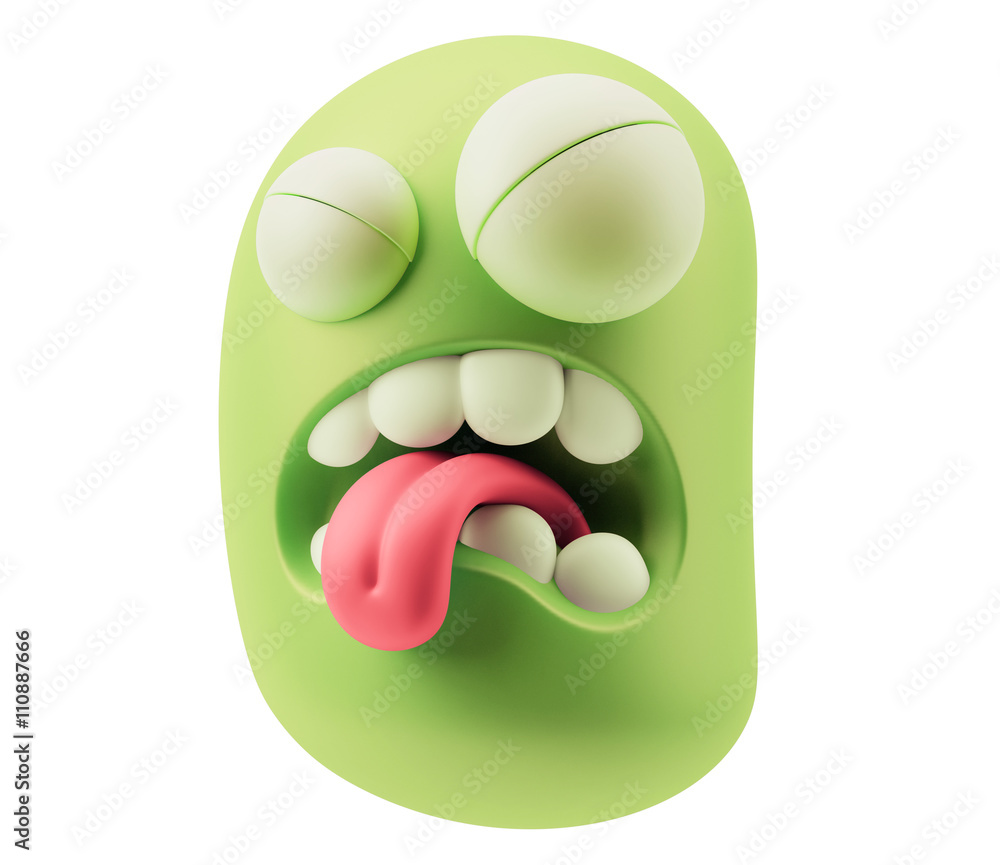 Wall mural Hate Emoticon Character Face Expression. 3d Rendering.