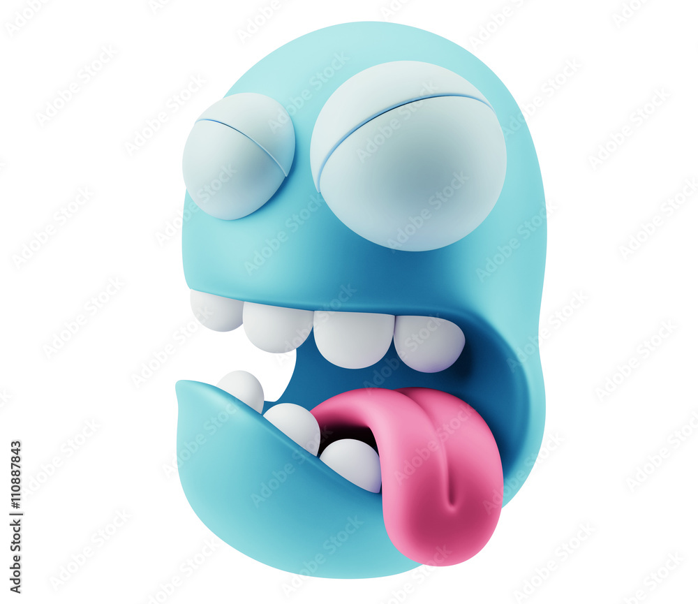 Poster hate emoticon character face expression. 3d rendering.