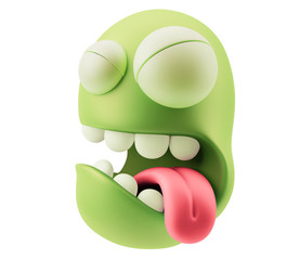 Disgust Emoticon Face. 3d Rendering.