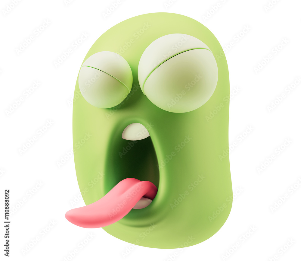 Poster hate emoticon character face expression. 3d rendering.
