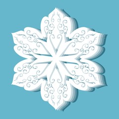 Christmas vector paper snowflakes on blue background.