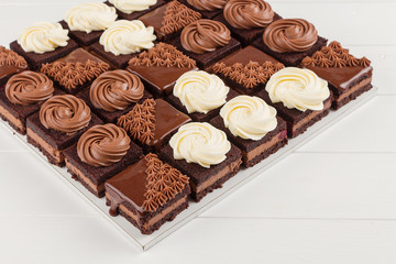 Portioned chocolate cake