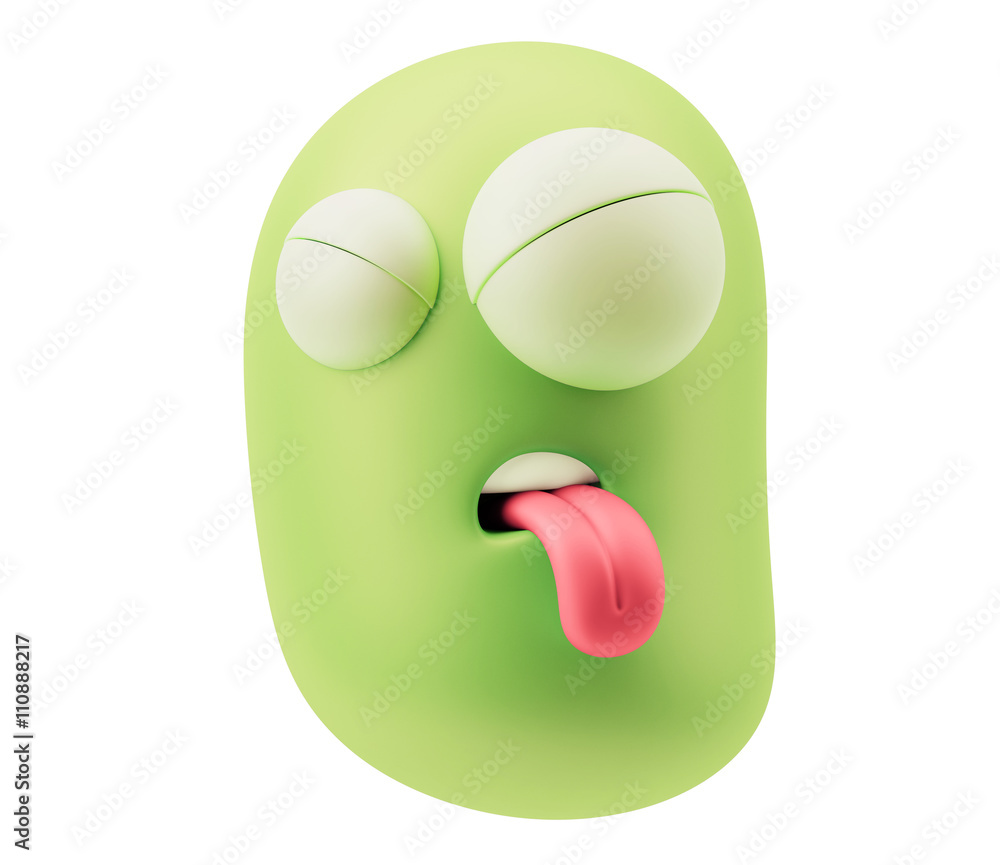 Poster hate emoticon character face expression. 3d rendering.