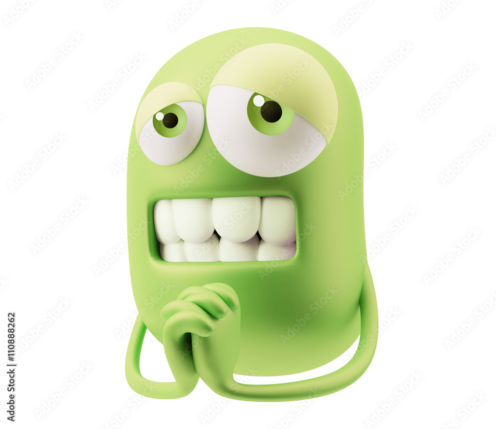 Poster sorry emoticon character face expression. 3d rendering.
