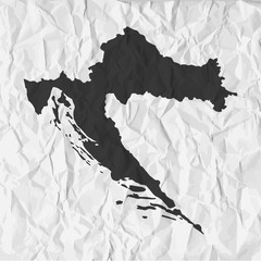 Croatia map in black on a background crumpled paper