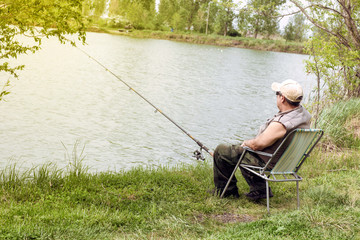 Senior man fishing