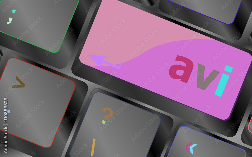 Poster closeup of avi key in a modern keyboard keys vector illustration vector keyboard key. keyboard butto
