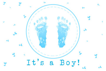Its a Boy foot paint watercolor on white background