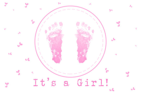 Its a Girl foot paint watercolor on white background