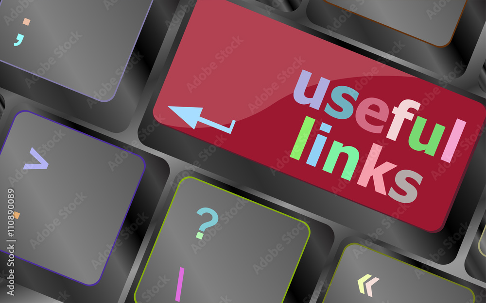 Poster useful links keyboard button - business concept vector keyboard key. keyboard button. vector illustr