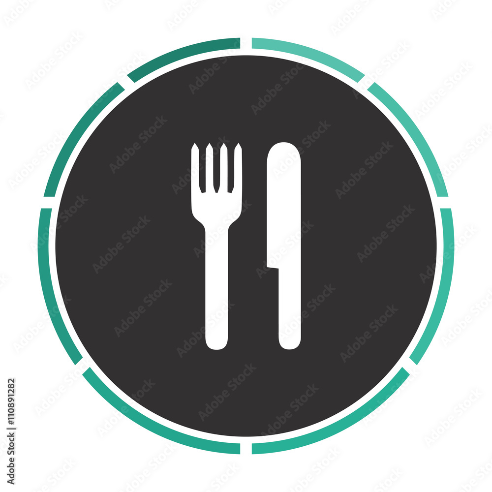 Poster fork and knife computer symbol